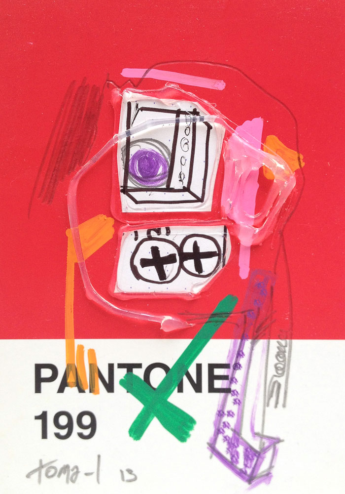 Red one hundred ninety nine color 2013 Dessins et collages sur carte nuancier Pantone©10x15 cm
© Toma-L